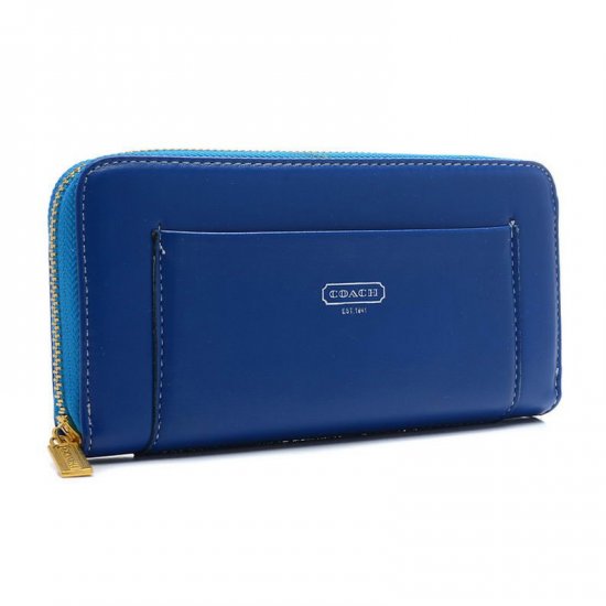 Coach Madison Accordion Saffiano Large Blue Wallets EGB